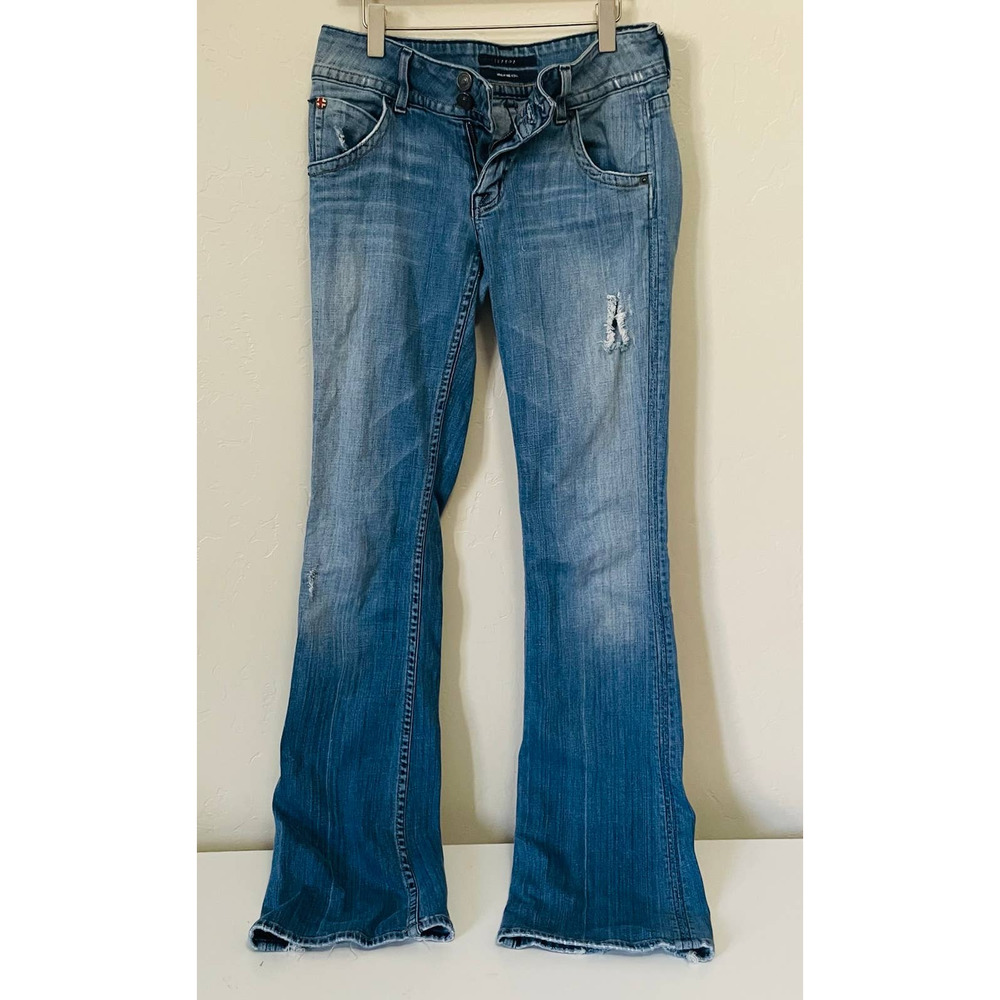 Hudson Mid-Rise Medium wash Distressed Denim Jeans